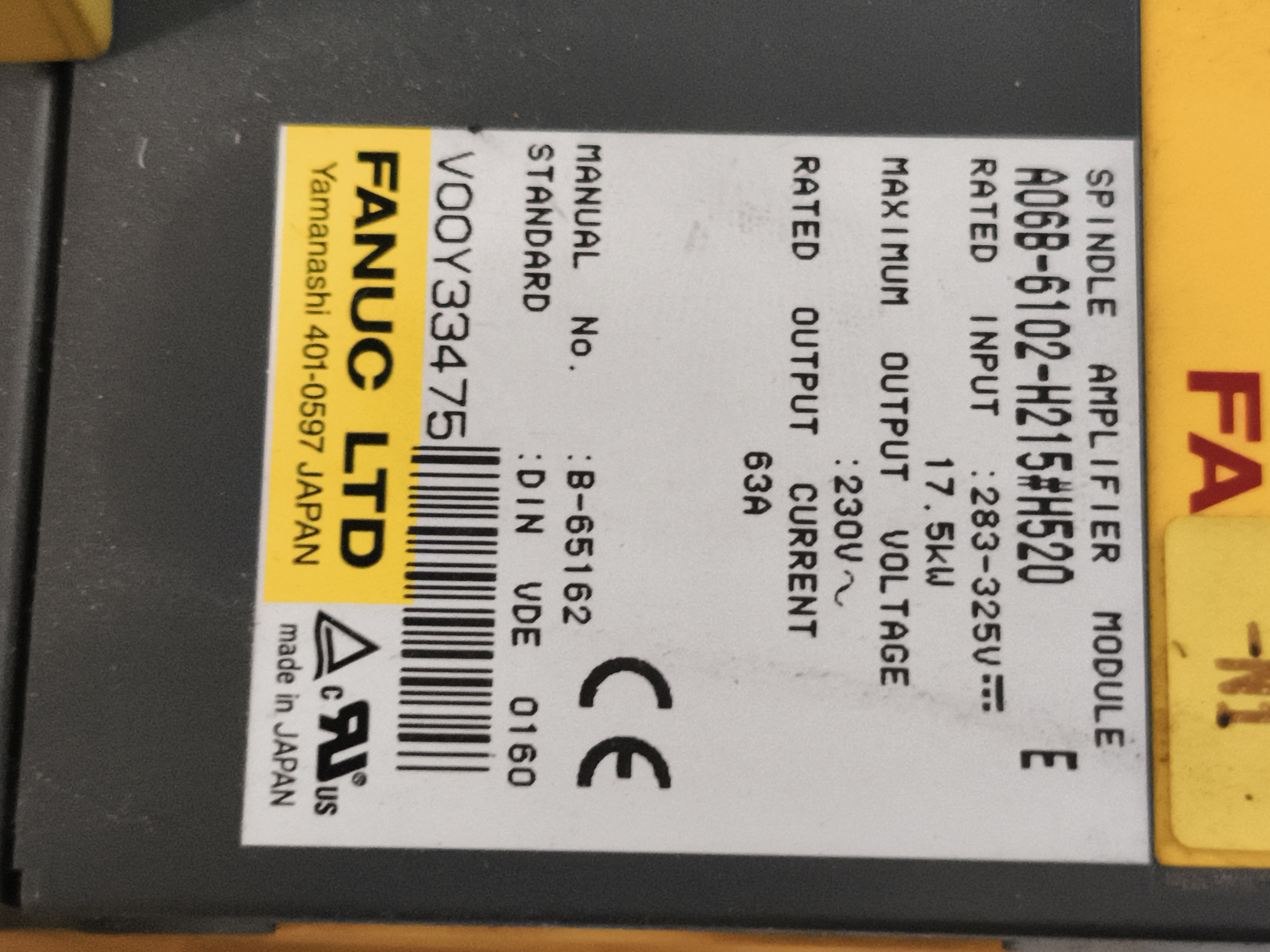 Azionamento mandrino FANUC A06B-6102-H215